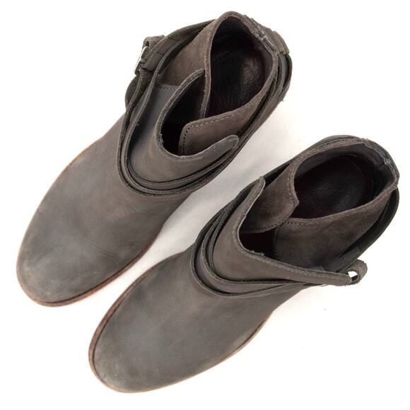 Hand Crafted Brand Gray Suede Triple Strap Ankle Boots Size 40 US 9 - Picture 2 of 12